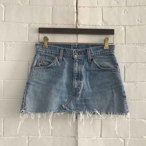 Levi's Dresses & Skirts - LEVI’S | Distressed Denim Redone Short Skirt ~ 29”